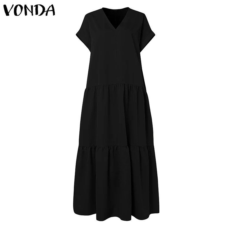 Plus Size VONDA Women Bohemian Dress