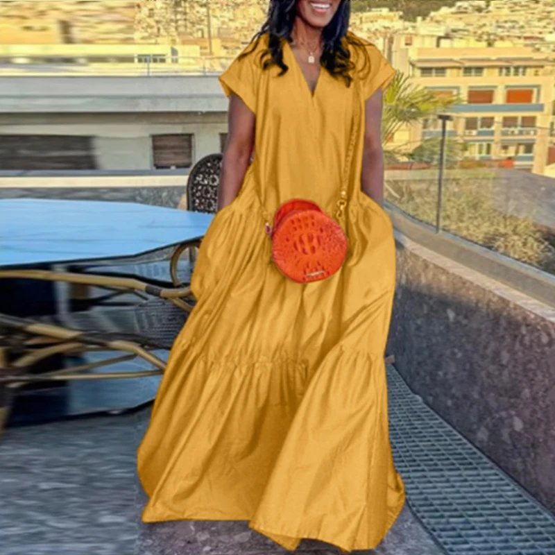 Plus Size VONDA Women Bohemian Dress