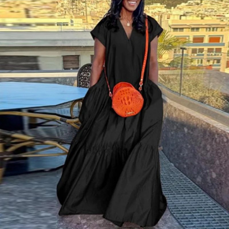 Plus Size VONDA Women Bohemian Dress