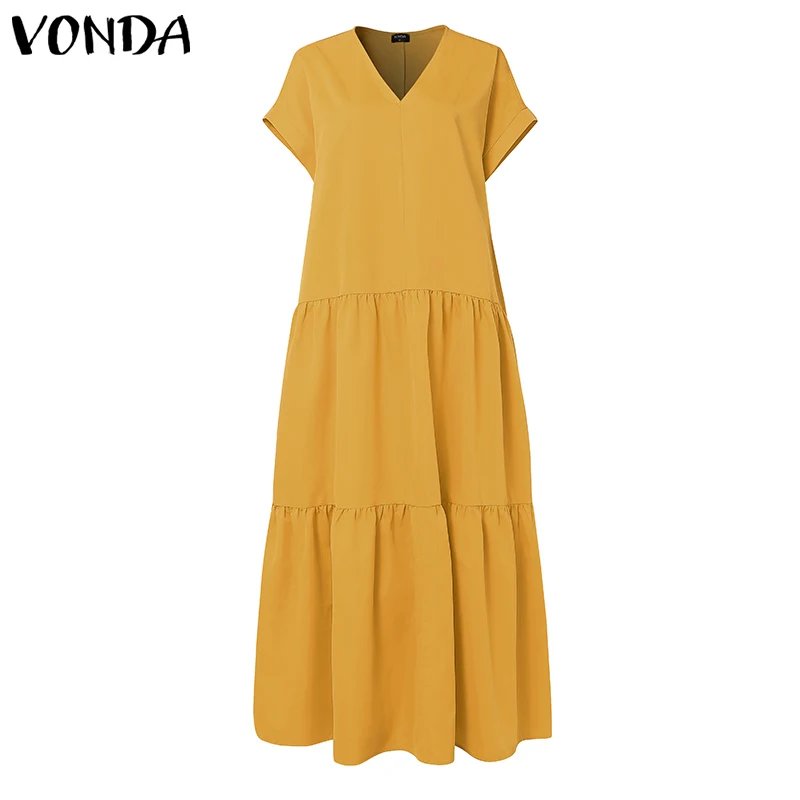 Plus Size VONDA Women Bohemian Dress