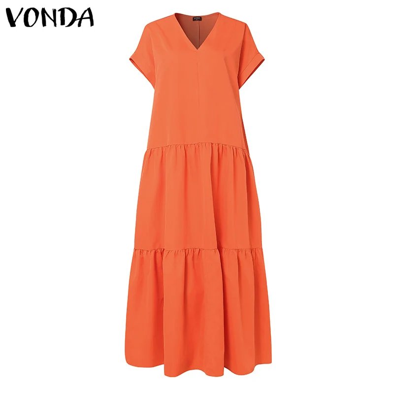Plus Size VONDA Women Bohemian Dress
