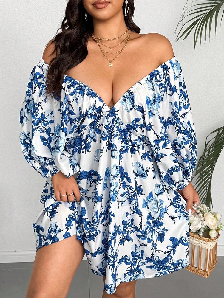 plus Size V-Neck Romantic Dress
