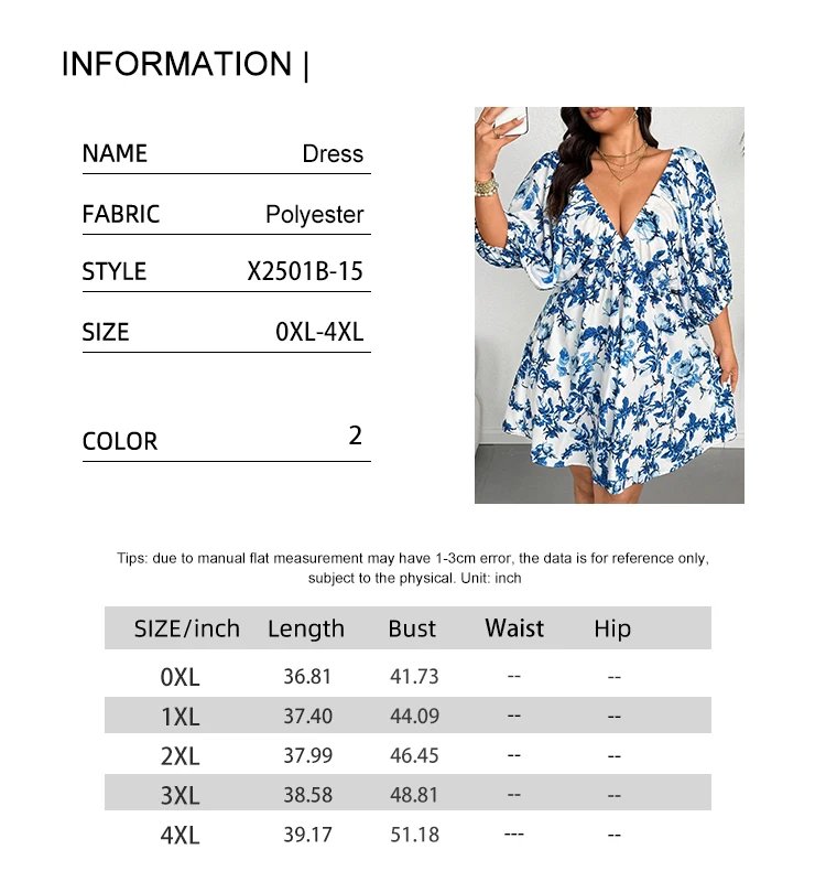 plus Size V-Neck Romantic Dress